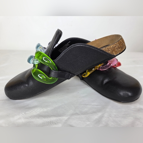 Kurt Geiger Size Ozark Rainbow Chain Mules Slider Clogs In Black - Picture 2 of 9